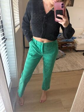 LILA RYAN Emerald Green Cropped High-Rise Jeans